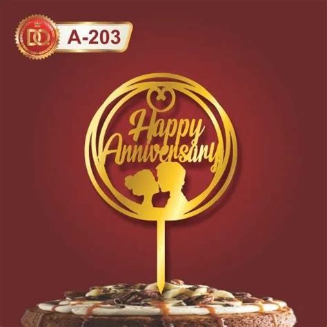 Golden 1 Single Piece Acrylic Happy Anniversary Cake Topper Packaging