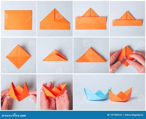 Instrucción De Foto Paso a Paso Cómo Hacer Un Barco De Papel Origami