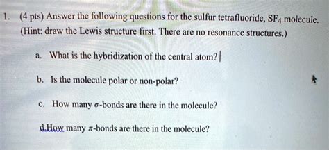 SOLVED 4 Pts Answer The Following Questions For The Sulfur