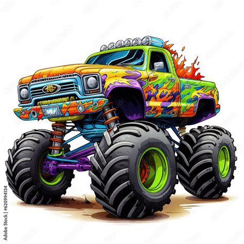 Monster Truck Sublimation Clipart. Monster Truck Cartoon Style for Kids ...