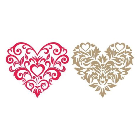 Damask Pattern Heart Cuttable Design Apex Designs And Fonts