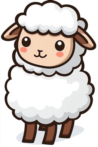 Cute Cartoon Sheep Illustration Premium Ai Generated Image