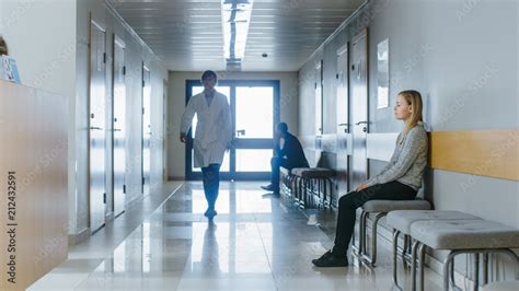 Busy Hospital Hallway Medical Personnel Doctors Nurses Surgeons