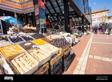 Tirana Albania March 2023 View Of The Stalls In The Covered Market