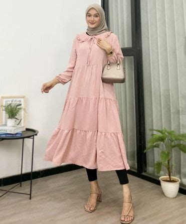 J1162 Chacha Dress Muslim Hijab Nude Pink On Carousell