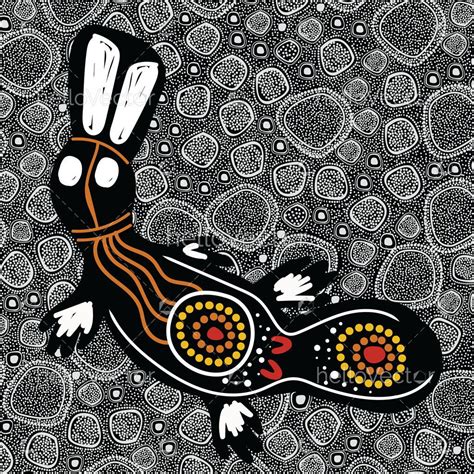 Aboriginal Dot Art Painting With Platypus Download Graphics And Vectors