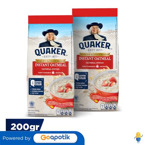 Quaker Instant Oatmeal Pack 200 Gram Twin Pack Asv14073801120000 Kegunaan Efek Samping