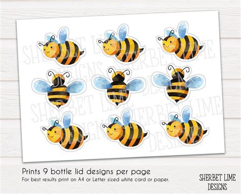 Printable Sweet As Can Bee Bottle Label Honeycomb Water Etsy