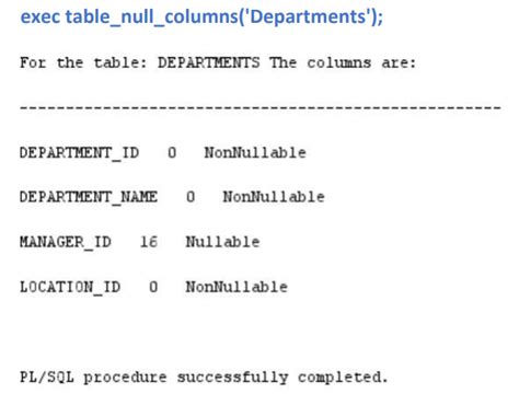 Github Mohamad Adel Pl Sql Procedure To Count Nulls In Each Column