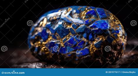 Closeup Photo Of Lapis Lazuli Mineral Stone Macro Generative Ai Stock