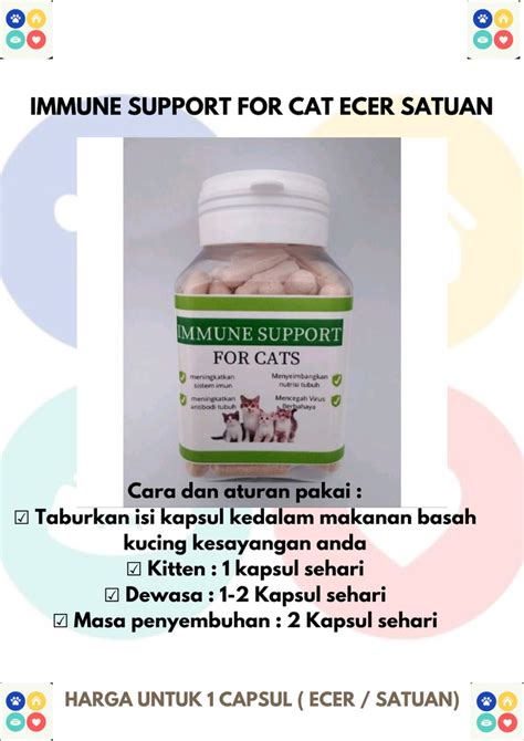 Jual Vitamin Imunitas Imun Kucing Merk Immune Support For Cat Ecer