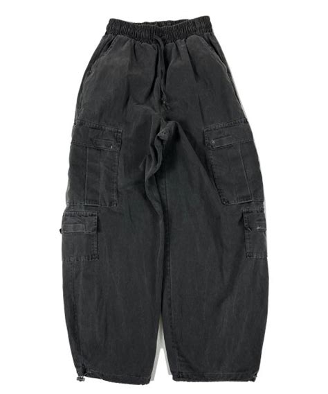 Musinsa Sk Er Rock Pigment Cotton Cargo String Wide Pants Dark Gray