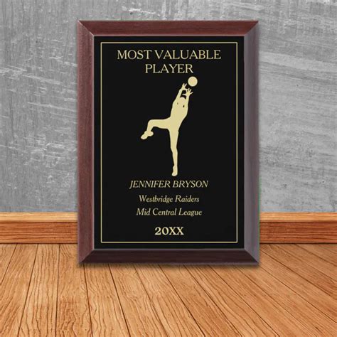 Gold Black Volleyball Mvp Award Plaque Zazzle