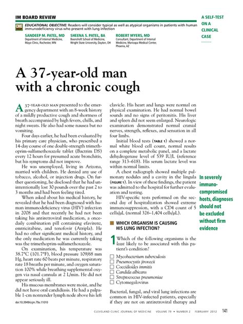 A 37 Year Old Man With A Chronic Cough Cleveland Clinic Journal Of Medicine