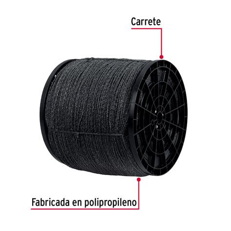 Kilo De Cuerda Negra De Polipropileno 4 Mm Carrete 20kg Fiero 40762