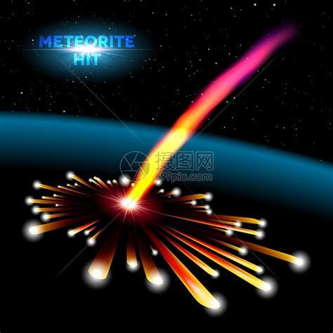 带有陨石撞击和爆炸的空间卡片插画图片下载 正版图片303285726 摄图网