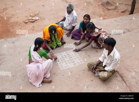 indian village people playing a game in the street. Andhra Pradesh ...