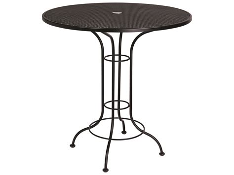 Woodard Aurora Wrought Iron 42 Round Mesh Top Bar Height Table with ...