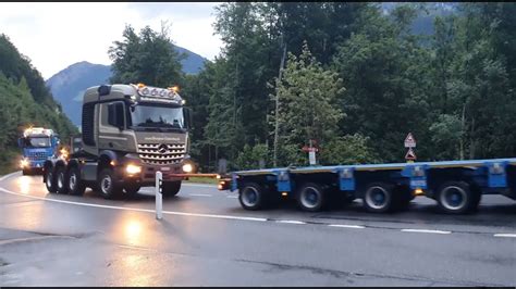 Trafotransport Teil 1 Über 2500 PS Mercedes Benz Power am Brünigpass