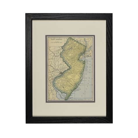 New Jersey Map Original Vintage Nj Framed Map Rustic Wall Decor 1927