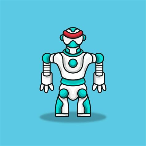 Humanoider Mecha Roboter Maskottchen Logo Illustrations Cartoon