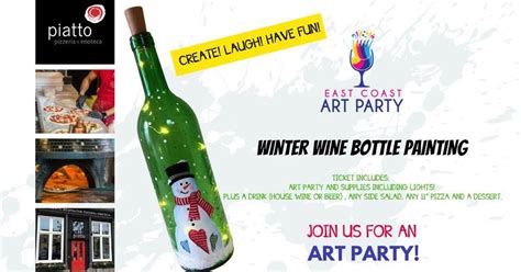 Art Party 1207 Winter Wine Bottle Painting Piatto Pizzeria