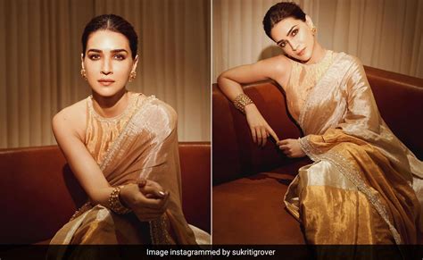 Kriti Sanon In A Gold Saree Is The Most Stunning Wedding Guest This Season