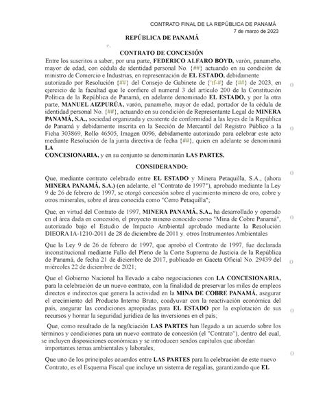 Contrato Minero En Word Con Comentarios De Marzo De