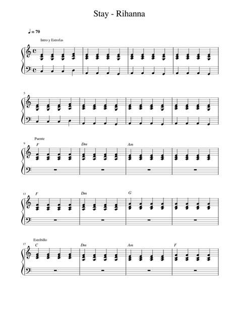 Stay – Rihanna Stay - Rihanna Sheet music for Piano (Piano-Voice ...