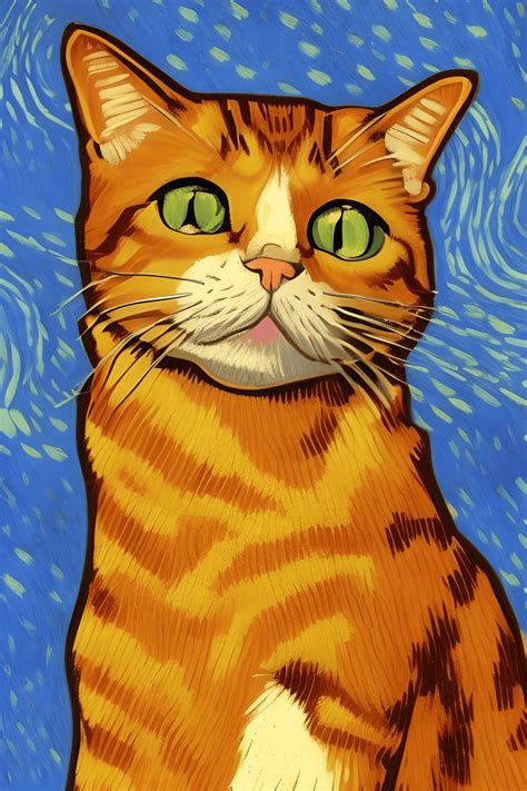 Van Gogh Cat Graphic Creative Fabrica