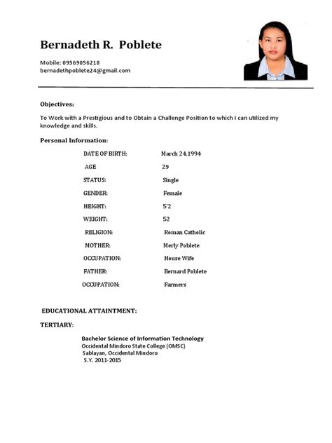 Resume Bernadette Poblete Pdf