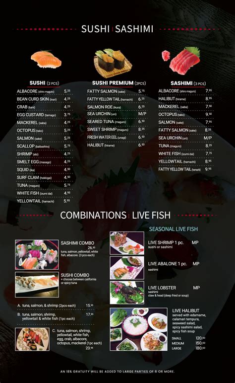 New menu – iSushi Restaurant