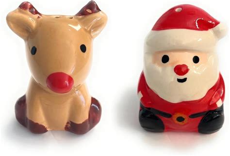 Amazon InkedSky Santa Reindeer Salt Pepper Shaker Set 3 H