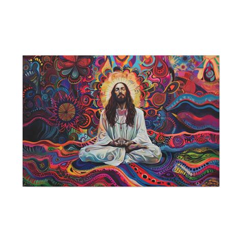 Ethereal Psychedelic Jesus Meditating Canvas Art Christian Wall Decor