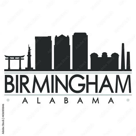 Birmingham, AL, USA Skyline Silhouette Design. Clip Art City Vector Art ...