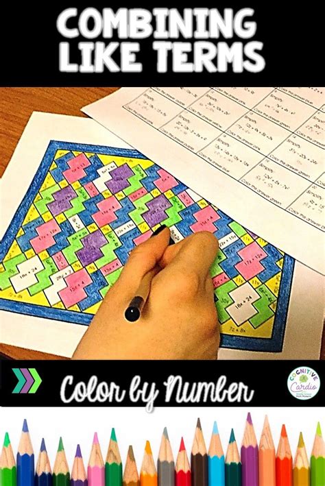 Combining Like Terms Color By Number Math Worksheets 6th Grade Coloring Pages Combining Like