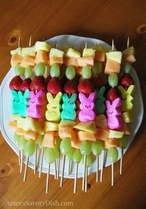 Easter Peep Fruit Kabobs For A Healthier Treat Amees Savory Dish