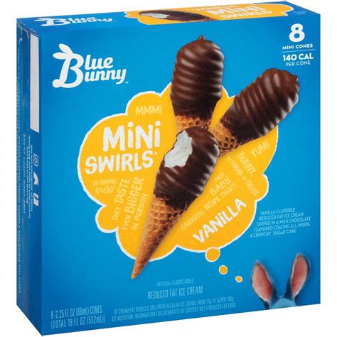 Blue Bunny Mini Swirls Vanilla Cones Frozen Dessert Pack Ct Shipt