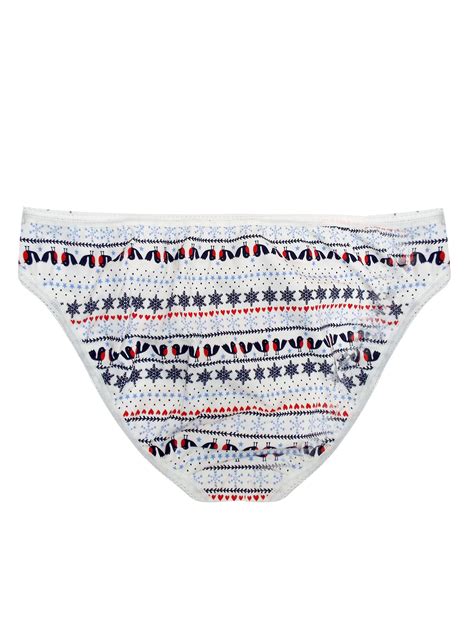 George G ORGE IVORY Pack Cotton Rich Festive Print Bikini Knickers Size To