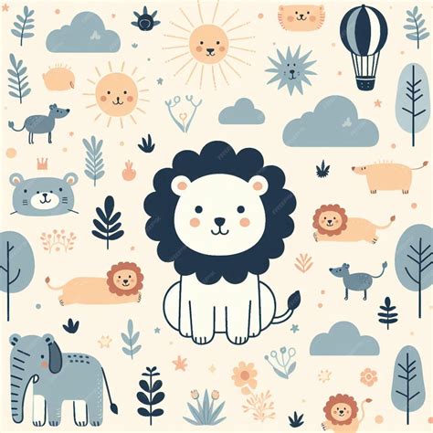 Premium Photo | Lion background desktop wallpaper cute vector