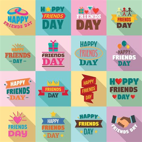 Friends day logo set, flat style 8793952 Vector Art at Vecteezy