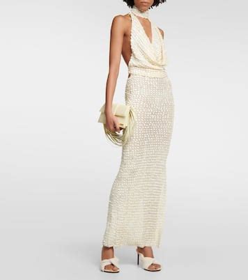 Sequined Halterneck Maxi Dress In White Aya Muse Mytheresa