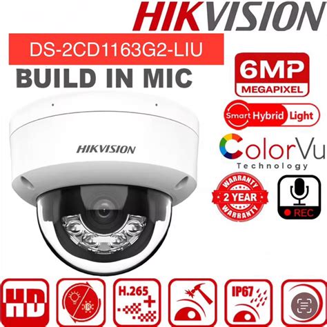 HIKVISION CCTV DS 2CD1163G2 LIU 6MP Smart Hybrid Light Fixed Dome