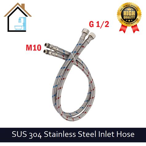 M Sus Stainless Steel Mixer Inlet Hose Hot Cold With Brass Material Hex Nut Shopee