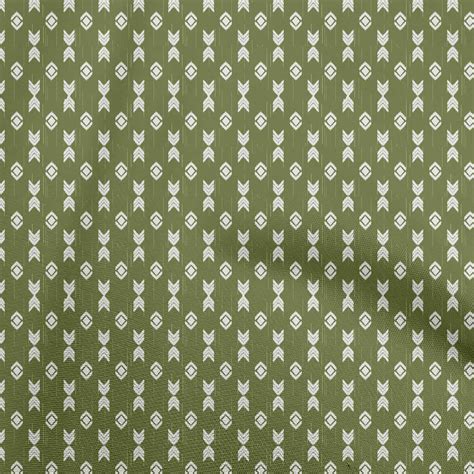 Oneoone Silk Tabby Forest Green Fabric Asian Ikat Diy Clothing Quilting