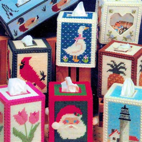 Vintage Tissue Box Cover Plastic Canvas Pattern Book Pdf Etsy