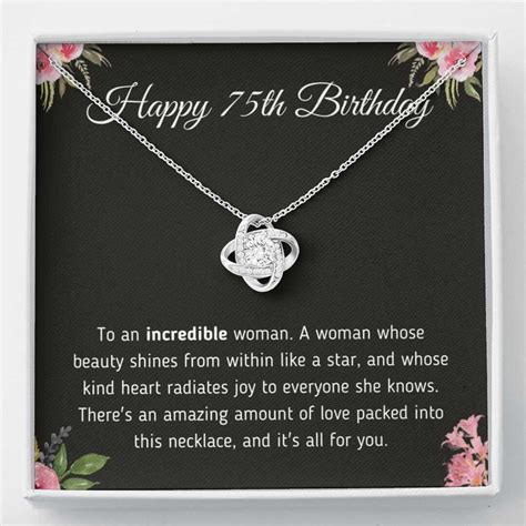 Happy 75th Birthday Jewelry T For A Woman Turning 75 Necklace With