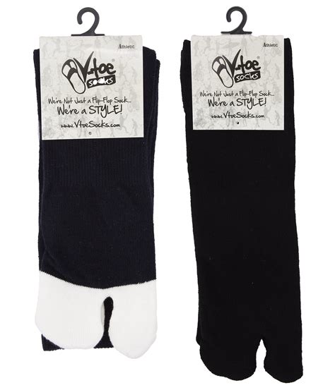 V Toe Athletic Blue White Black Solid Flip Flop Tabi Socks 2 Pairs