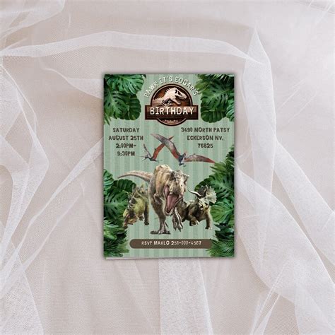 Jurassic World Invitation Jurassic Park Invitation Dinosaur Invitation Dino Birthday Invite