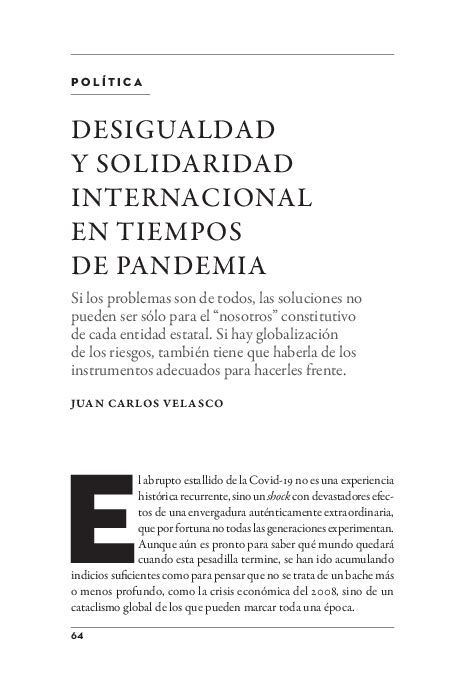 Pdf Desigualdad Y Solidaridad Internacional En Tiempos De Pandemia